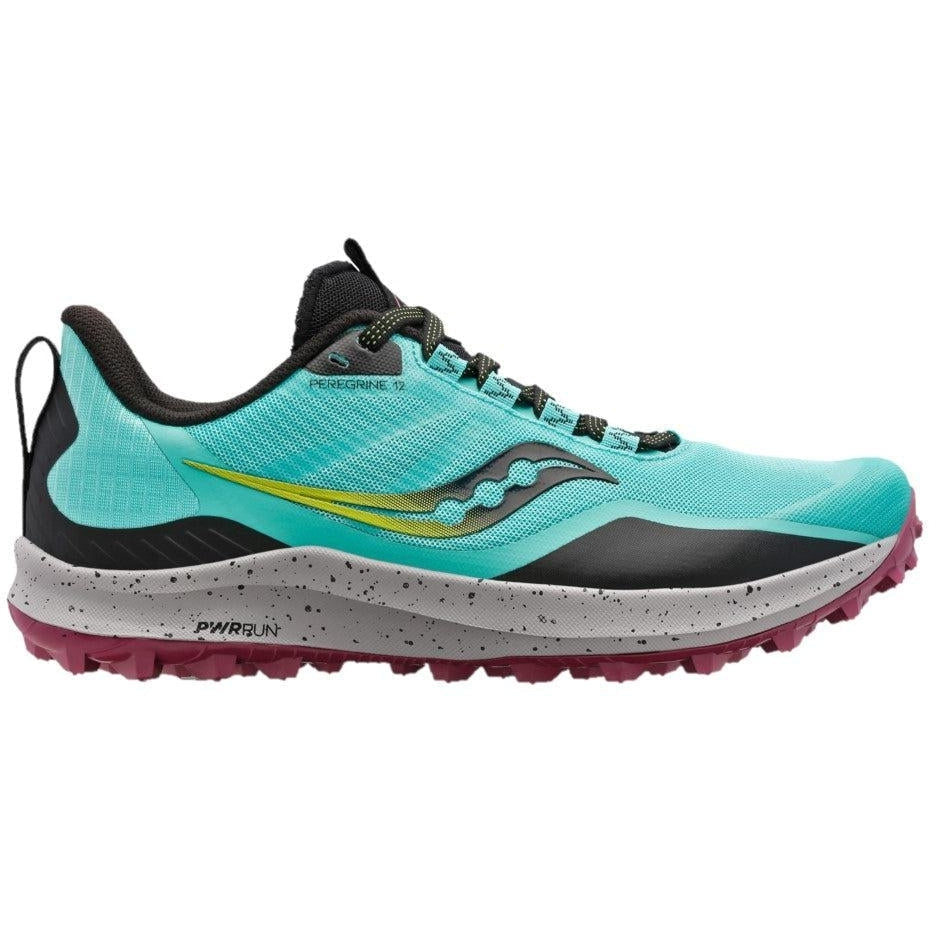 Women's Saucony Peregrine 12, Cool Mint/Acid, 11 B Medium - Skoutley Outdoors LLC