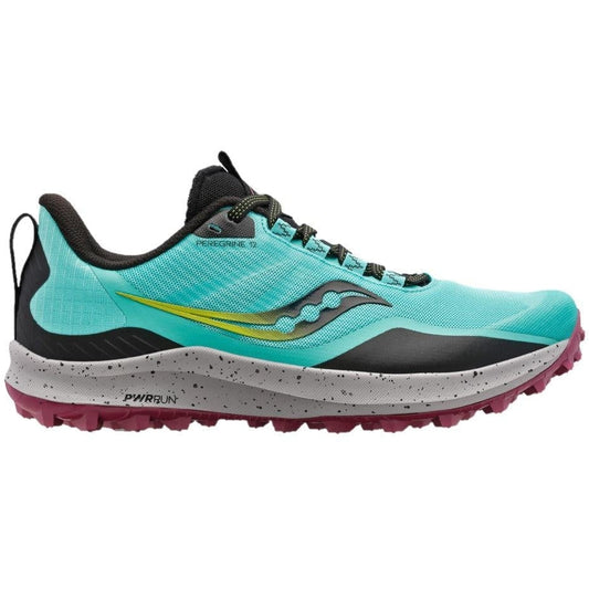 Women's Saucony Peregrine 12, Cool Mint/Acid, 11 B Medium - Skoutley Outdoors LLC
