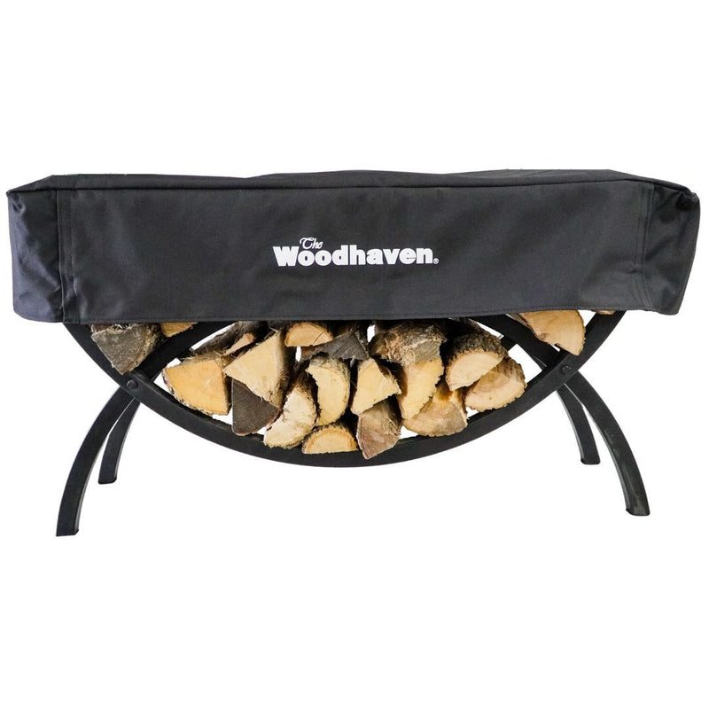 Load image into Gallery viewer, 3 ft Crescent Steel Firewood Rack Black Indoor or Outdoor
