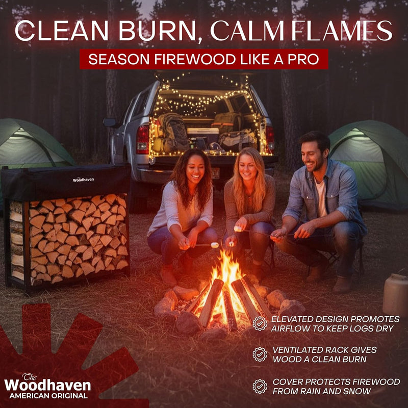 Load image into Gallery viewer, 4 ft Steel Firewood Rack Holds 1/4 Cord Woodhaven
