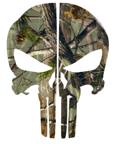 WOODS CAMO PUNISHER SKULL REAR HELMET REFLECTIVE HELMET DECAL