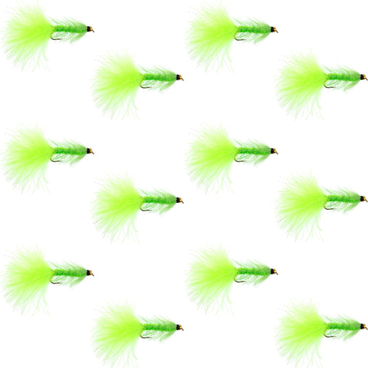 Chartreuse Bead Head Crystal Woolly Bugger Streamer Fly - 12  Flies Size 4