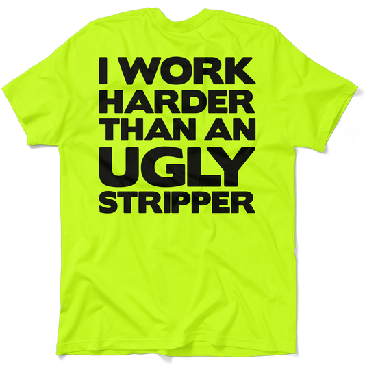 Work Harder - Safety Yellow Pocket T-Shirt