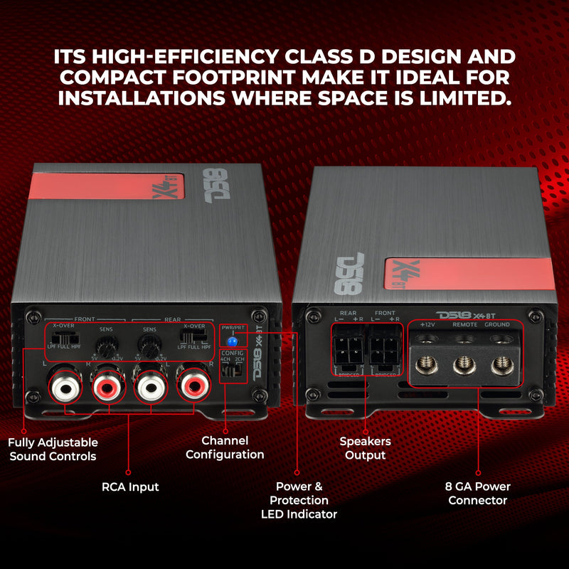 Load image into Gallery viewer, X 4-Channel Ultra Compact Full-Range Amplifier with Bluetooth Connectivity - 4 x 70 Watts Rms
