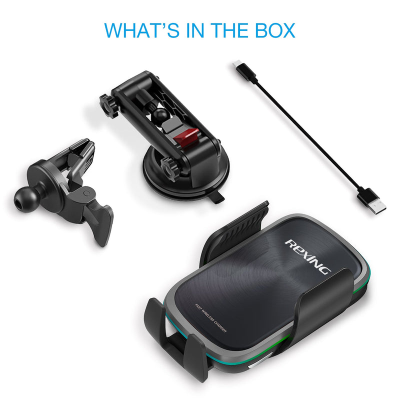 Load image into Gallery viewer, Rexing X5 Motorized Wireless 15W/7.5W Qi Charging Car Mount w/Auto Sensing Automatic Clamping
