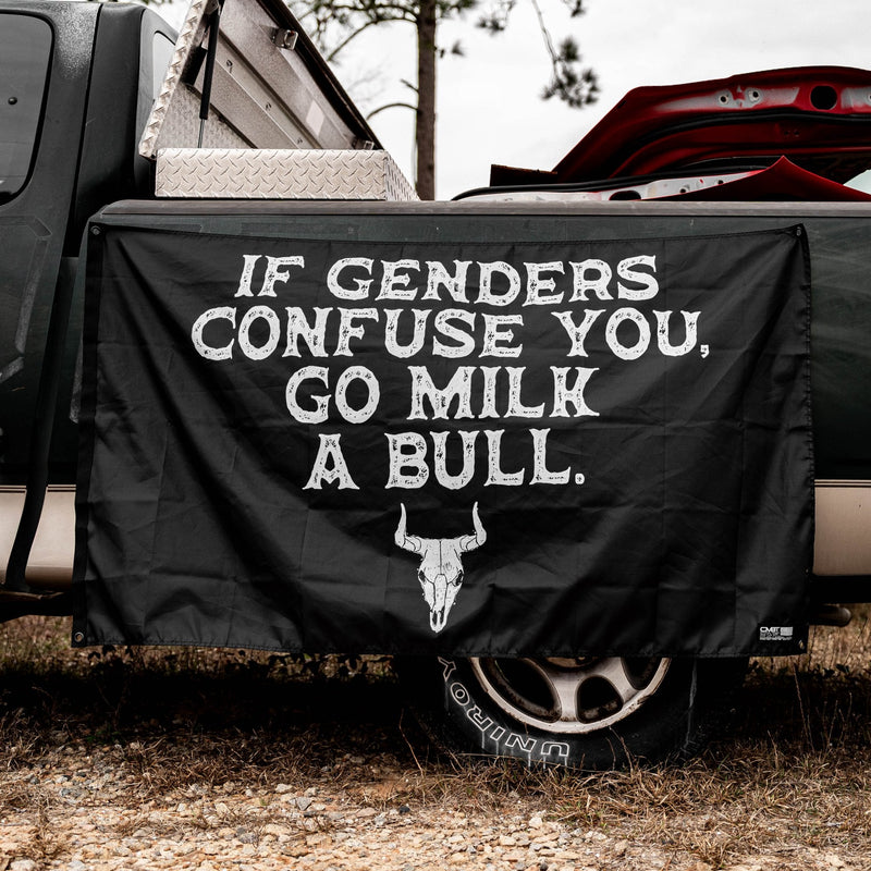 Load image into Gallery viewer, If Genders Confuse You, Go Milk A Bull 3&#39;x5&#39; Flag
