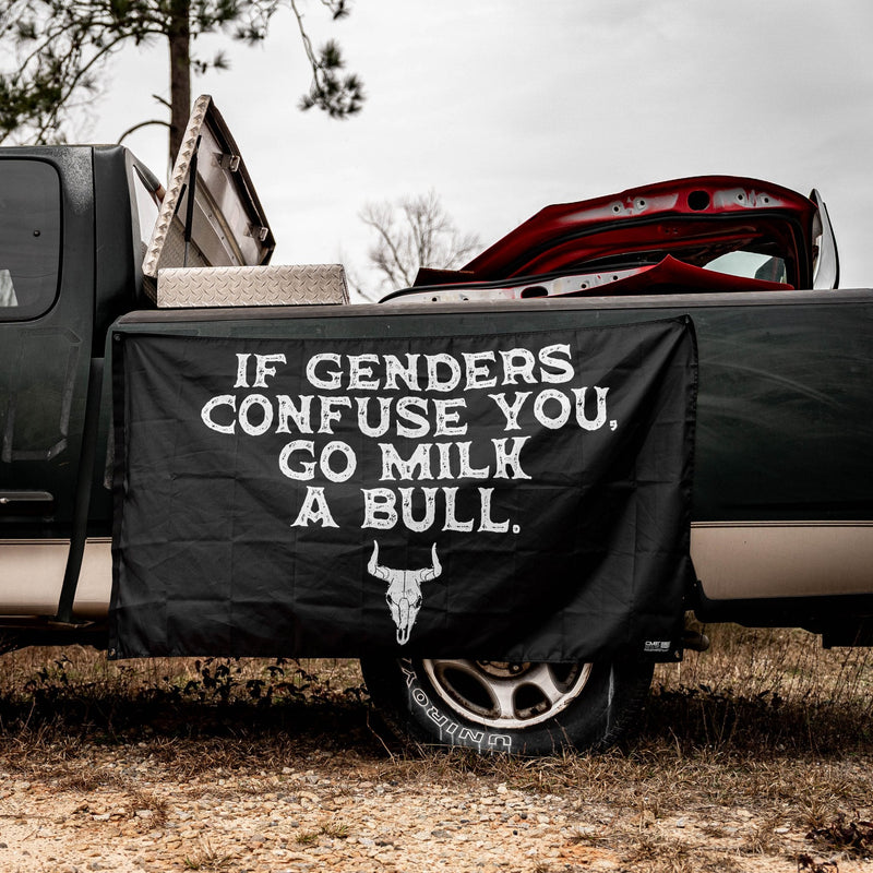Load image into Gallery viewer, If Genders Confuse You, Go Milk A Bull 3&#39;x5&#39; Flag
