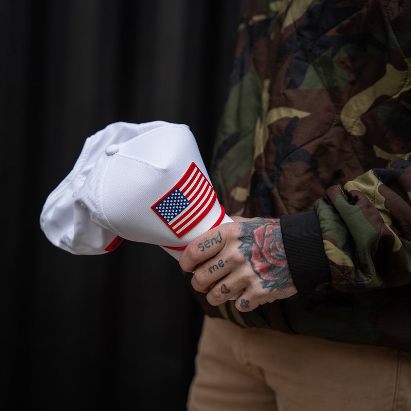 Load image into Gallery viewer, American Flag Patch Weekender Performance Snapback Hat
