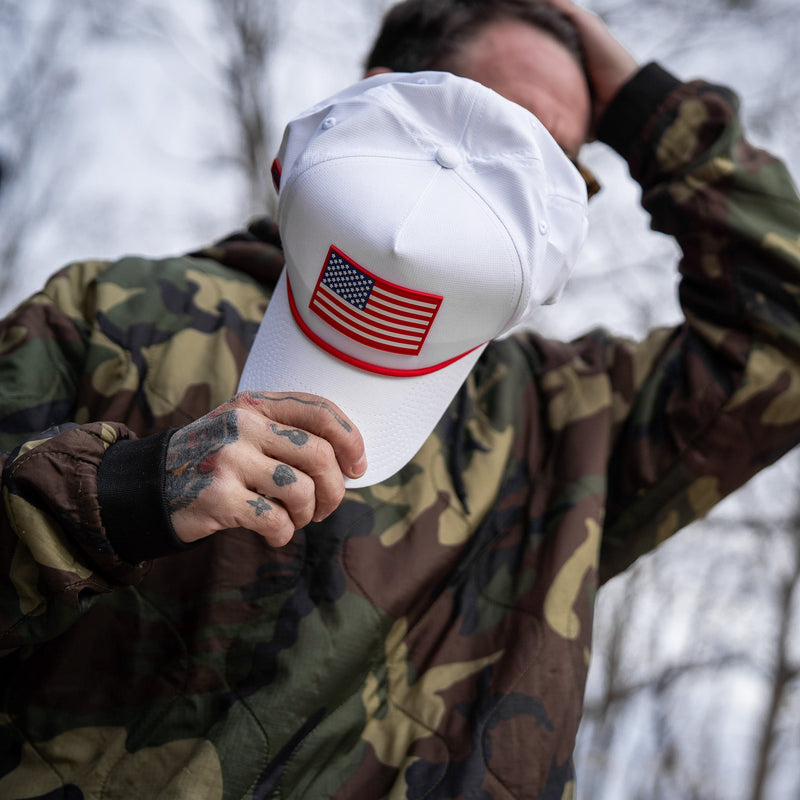 Load image into Gallery viewer, American Flag Patch Weekender Performance Snapback Hat
