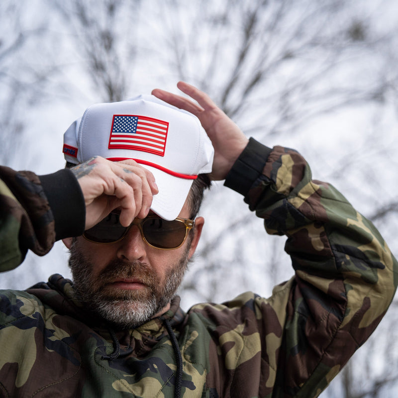 Load image into Gallery viewer, American Flag Patch Weekender Performance Snapback Hat
