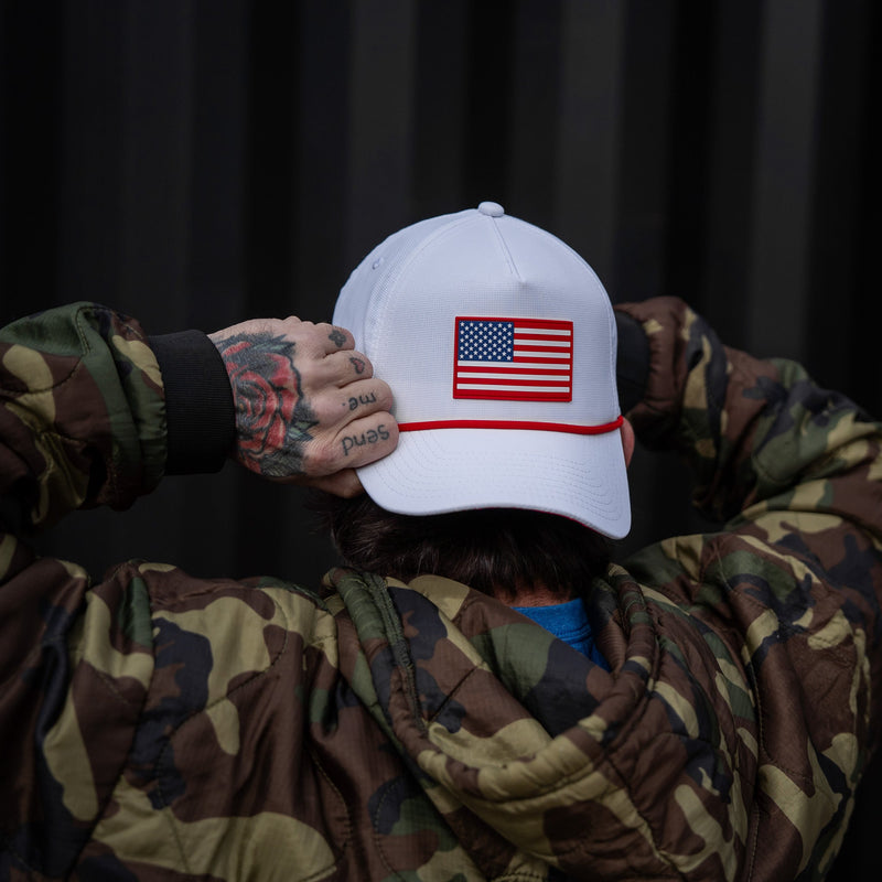 Load image into Gallery viewer, American Flag Patch Weekender Performance Snapback Hat

