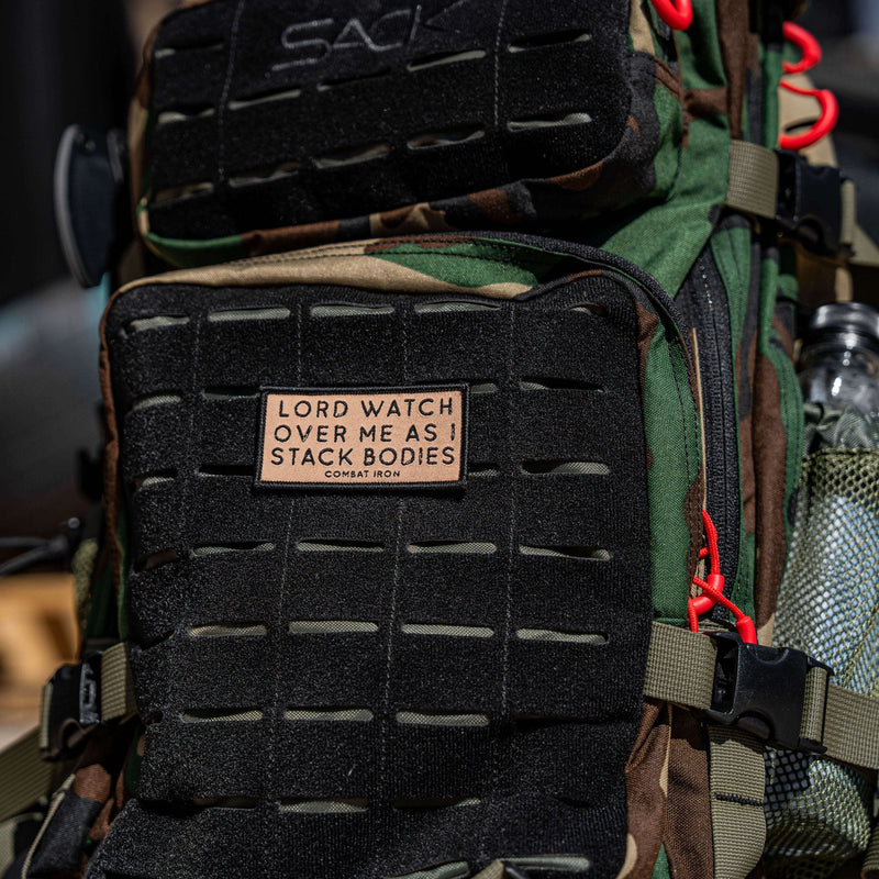 Load image into Gallery viewer, Lord Watch Over Me As I Stack Bodies Soft Velcro Patch
