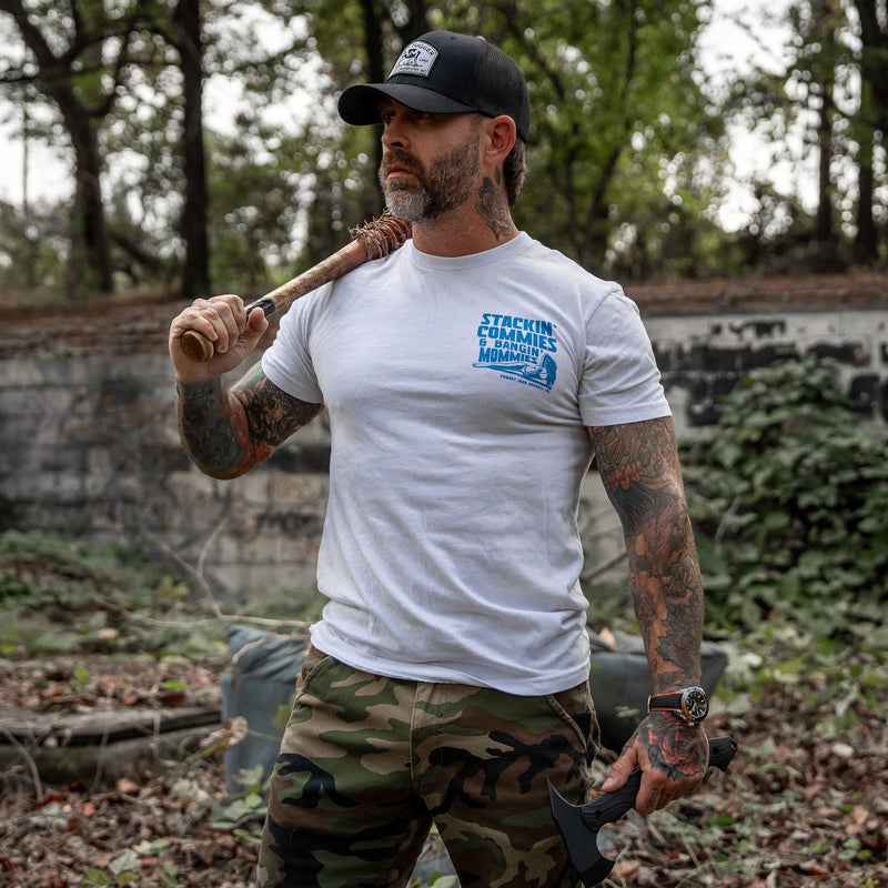 Load image into Gallery viewer, Stackin&#39; Commies &amp; Bangin&#39; Mommies Men&#39;s T-Shirt
