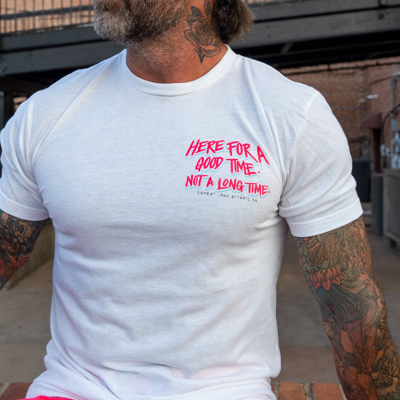 Load image into Gallery viewer, Here For A Good Time. Not A Long Time. Retro Summer Edition Men's T-Shirt
