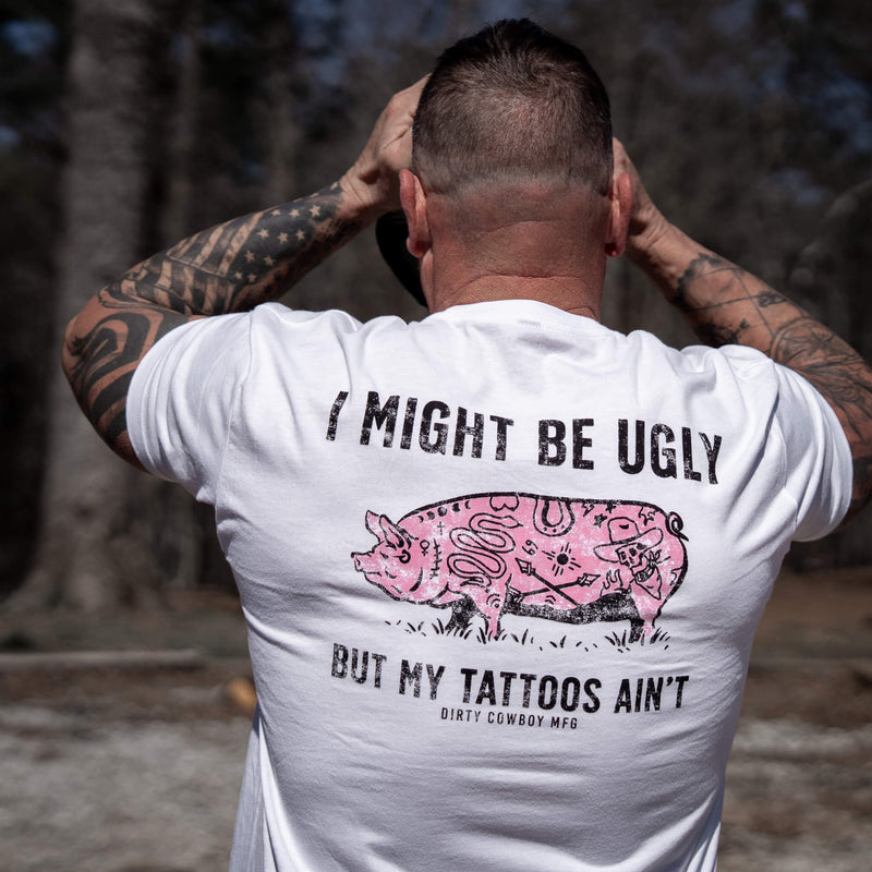 Load image into Gallery viewer, I Might Be Ugly but My Tattoos Ain&#39;t Pig Men&#39;s T-Shirt
