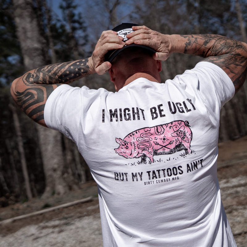 Load image into Gallery viewer, I Might Be Ugly but My Tattoos Ain&#39;t Pig Men&#39;s T-Shirt
