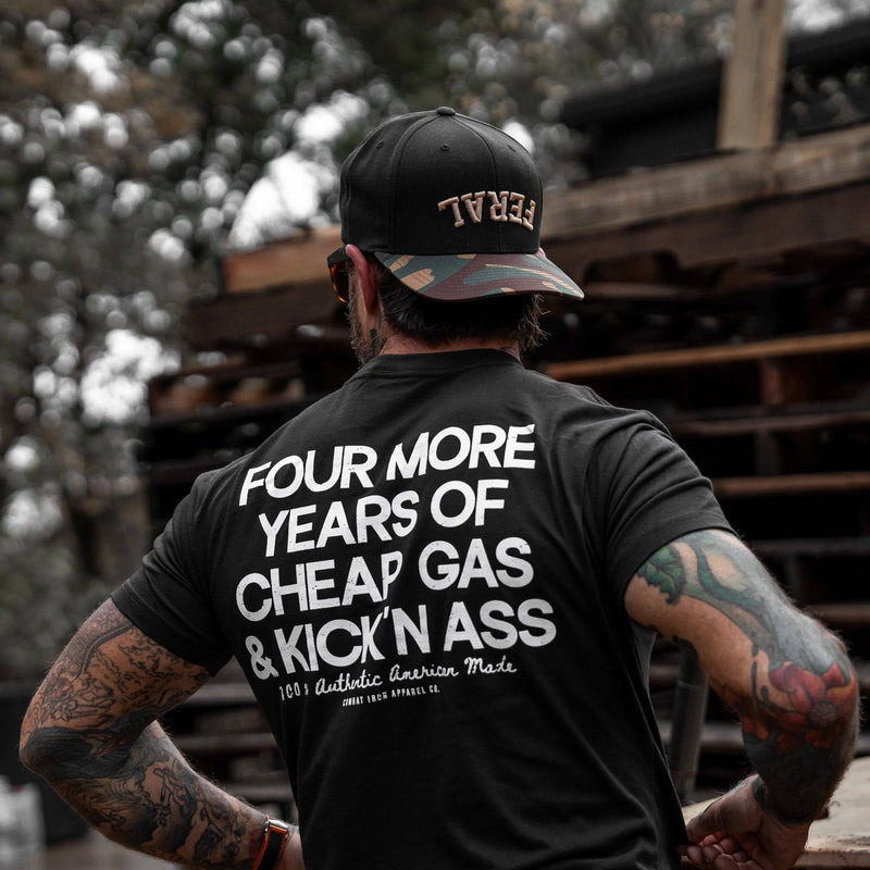 Load image into Gallery viewer, Four More Years Of Cheap Gas &amp; Kicking Ass President Trump Men&#39;s T-Shirt
