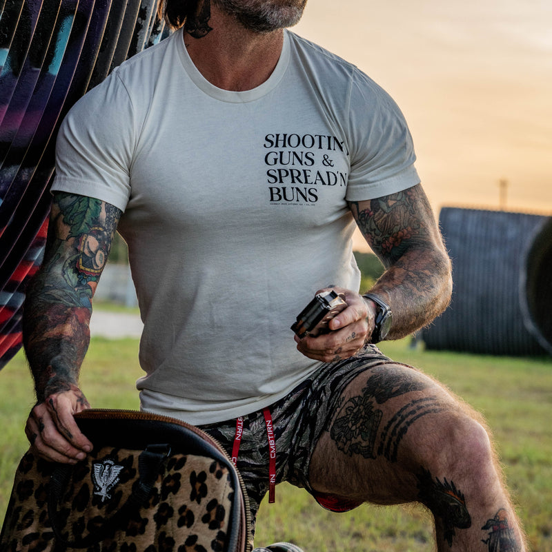 Load image into Gallery viewer, Shooting Guns &amp; Spread'n Buns Men's T-Shirt
