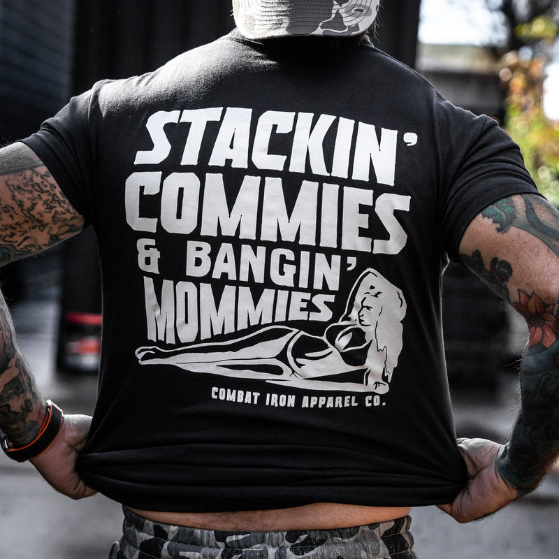 Load image into Gallery viewer, Stackin&#39; Commies &amp; Bangin&#39; Mommies Men&#39;s T-Shirt

