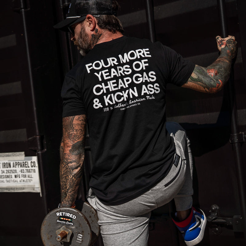 Load image into Gallery viewer, Four More Years Of Cheap Gas &amp; Kicking Ass President Trump Men&#39;s T-Shirt
