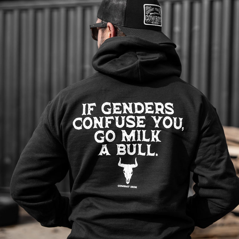 Load image into Gallery viewer, If Genders Confuse You, Go Milk a Bull Men&#39;s Hoodie
