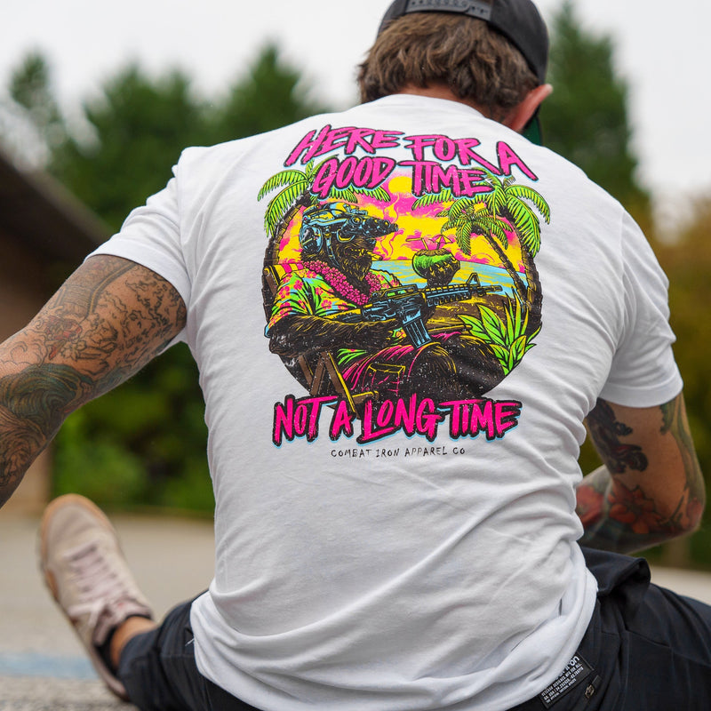 Load image into Gallery viewer, Here For A Good Time. Not A Long Time. Retro Summer Edition Men&#39;s T-Shirt
