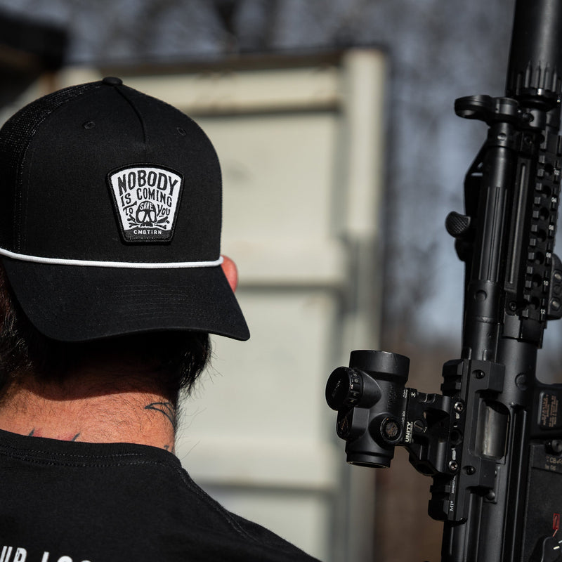 Load image into Gallery viewer, Nobody Is Coming To Save You Skull Patch Rope Snapback
