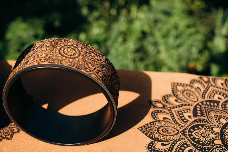 Load image into Gallery viewer, Yoga Wheel Cork Mandala Black
