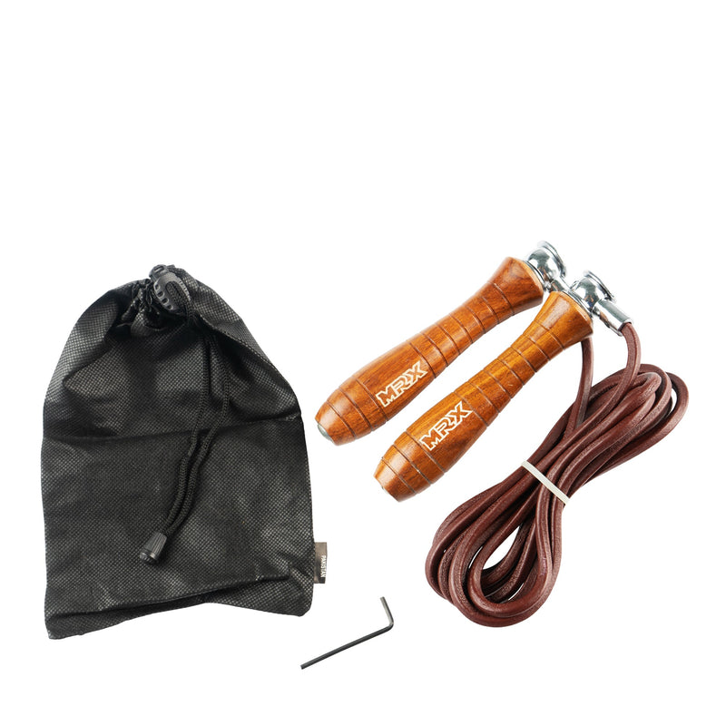 Load image into Gallery viewer, MRX Weighted Leather Jump Rope Heavy Duty Wood Handle
