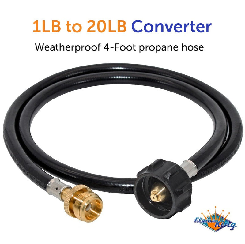 Load image into Gallery viewer, Flame King 4 Feet Propane Adapter Hose 1 lb to 20 lb Converter Replacement for QCC1
