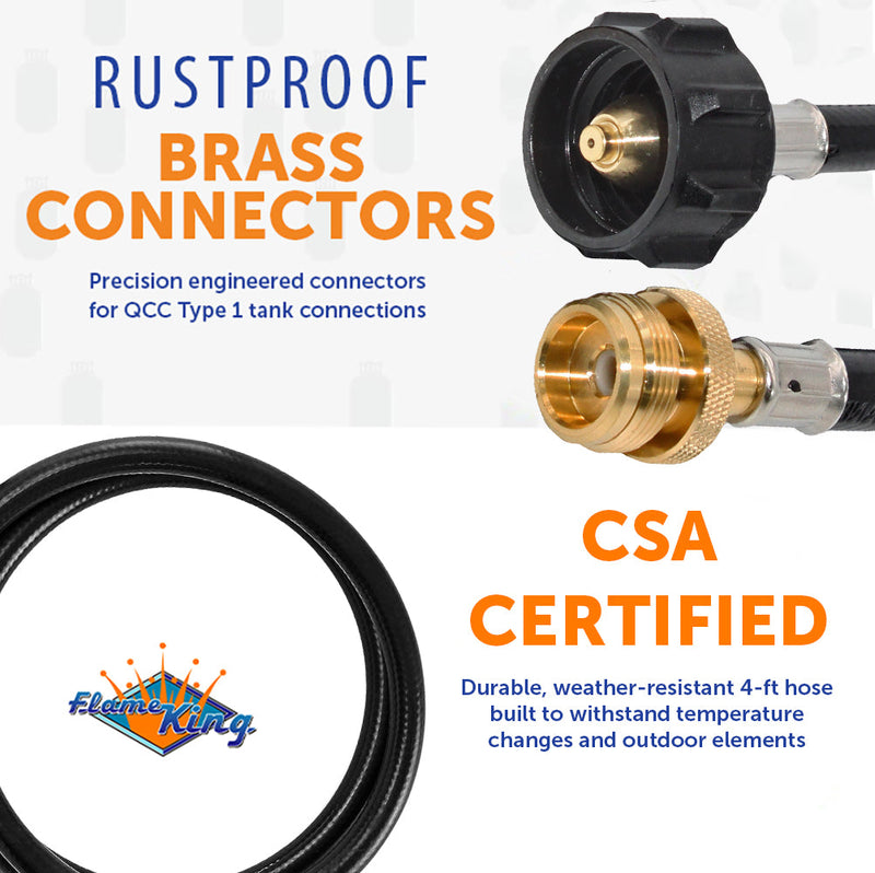 Load image into Gallery viewer, Flame King 4 Feet Propane Adapter Hose 1 lb to 20 lb Converter Replacement for QCC1
