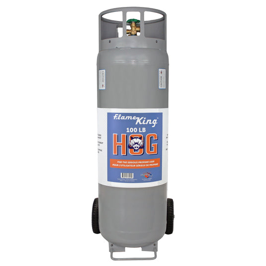 Flame King 100lb Empty Horizontal & Vertical Propane Cylinder with POL & Wheels