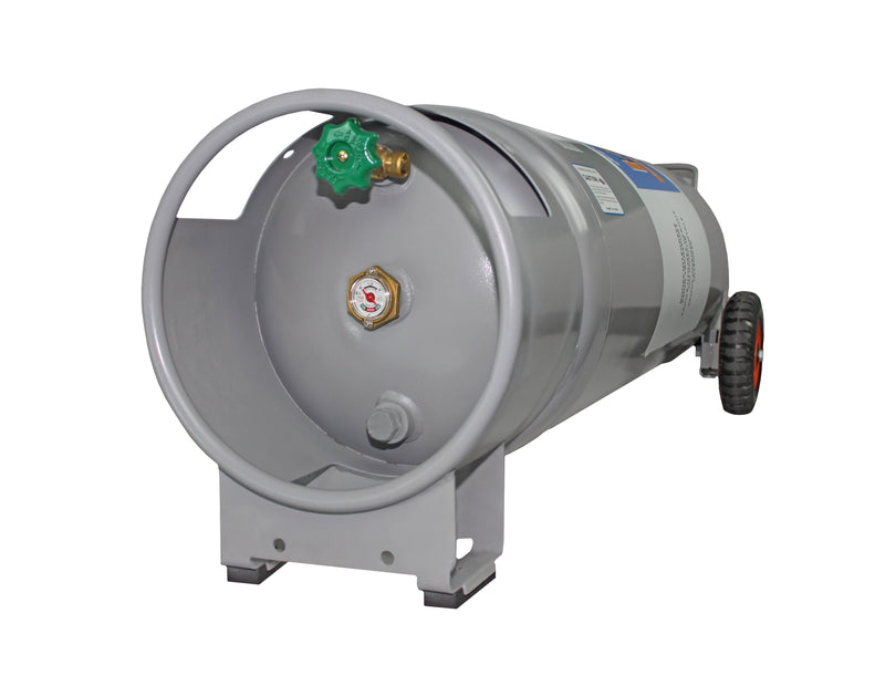 Load image into Gallery viewer, Flame King 100lb Empty Horizontal &amp; Vertical Propane Cylinder with POL &amp; Wheels
