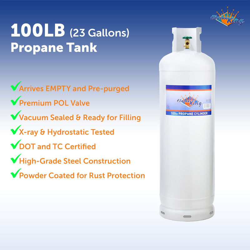 Load image into Gallery viewer, Flame King 100lb Empty Propane Tank LP Cylinder with POL Valve
