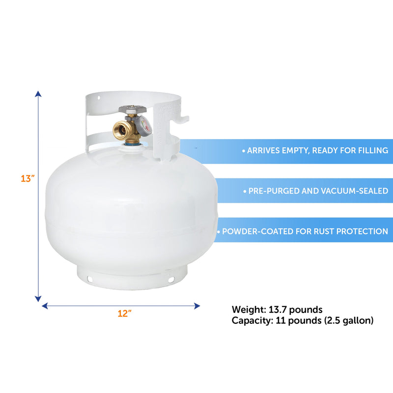 Load image into Gallery viewer, Flame King 11lb Propane Tank Cylinder Squatty with Gauge and Type 1 OPD Valve
