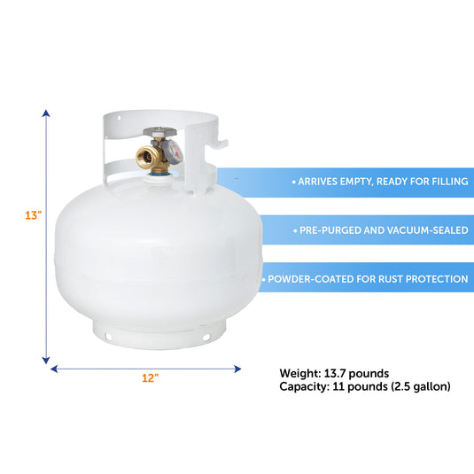 Flame King 11lb Propane Tank Cylinder Squatty with Gauge and Type 1 OPD Valve