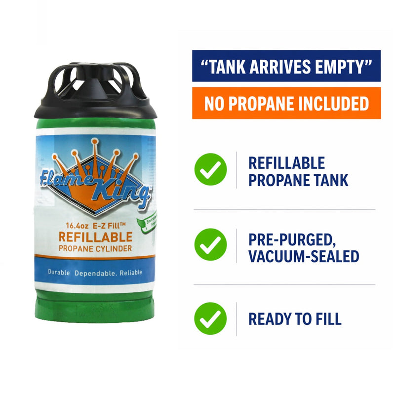 Load image into Gallery viewer, Flame King Eco Friendly Sustainable 1lb Empty Refillable Propane Tank LP Cylinder
