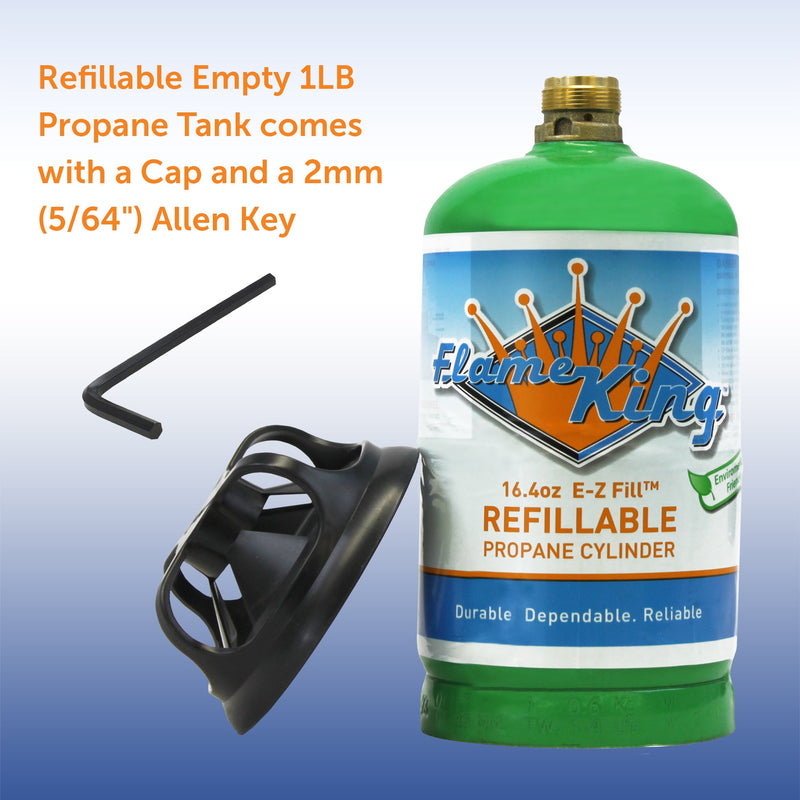 Load image into Gallery viewer, Flame King Eco Friendly Sustainable 1lb Empty Refillable Propane Tank LP Cylinder
