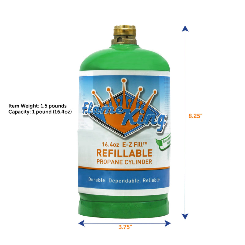 Load image into Gallery viewer, Flame King 1lb Refillable Propane Tank LP Cylinder- 2 Pack Eco Friendly Sustainable Tank
