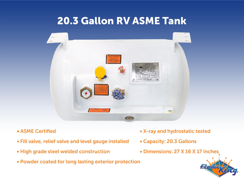 Load image into Gallery viewer, Flame King 20.3 gal ASME RV Trailer Propane Tank Cylinder with Mount Brackets
