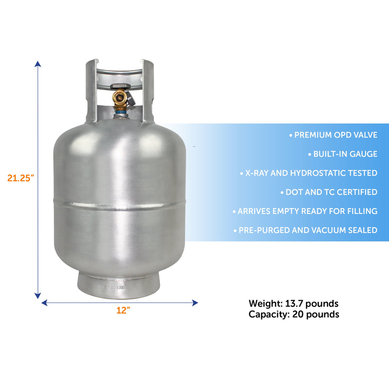 Load image into Gallery viewer, Flame King Lightweight 20lb Aluminum Propane Tank LP Cylinder with OPD &amp; Gauge
