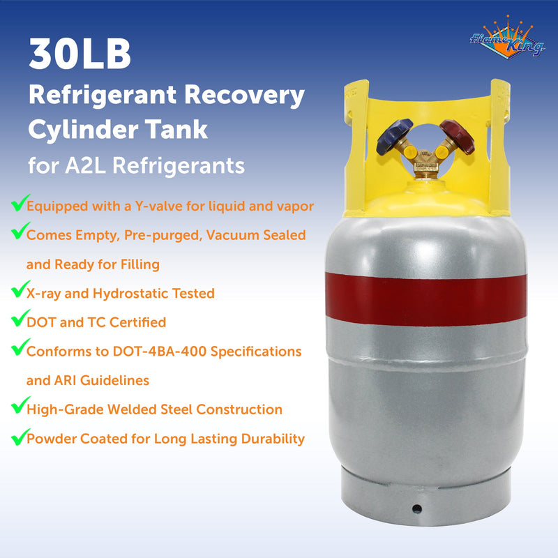 Load image into Gallery viewer, Flame King 30lb Refrigerant Recovery Cylinder Tank for A2L Refrigerants
