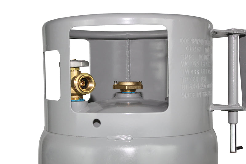 Load image into Gallery viewer, Flame King 40lb Horizontal &amp; Vertical Empty Propane Cylinder with OPD &amp; Wheels
