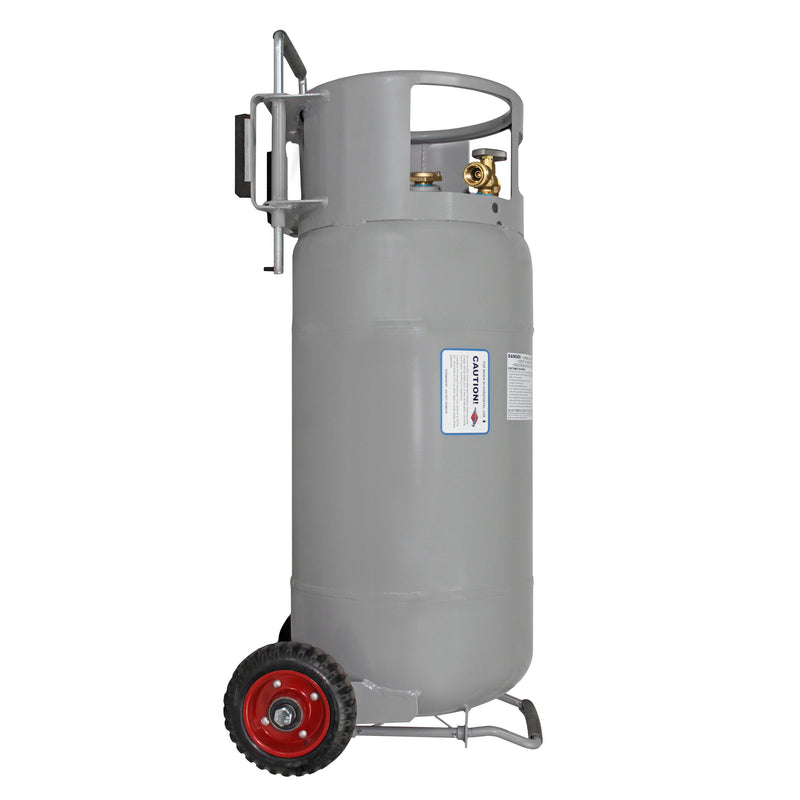 Load image into Gallery viewer, Flame King 40lb Horizontal &amp; Vertical Empty Propane Cylinder with OPD &amp; Wheels
