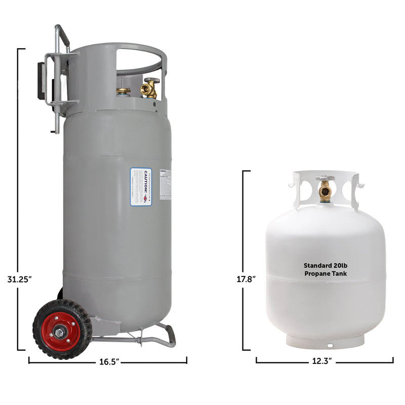 Load image into Gallery viewer, Flame King 40lb Horizontal &amp; Vertical Empty Propane Cylinder with OPD &amp; Wheels
