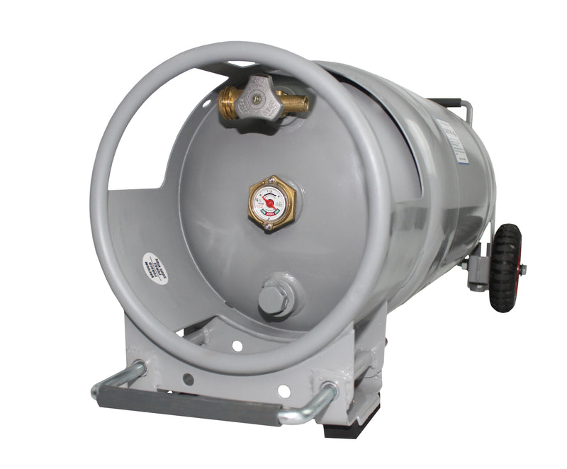 Load image into Gallery viewer, Flame King 40lb Horizontal &amp; Vertical Empty Propane Cylinder with OPD &amp; Wheels
