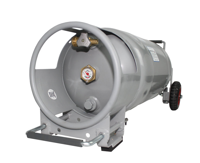 Load image into Gallery viewer, Flame King 40lb Horizontal &amp; Vertical Empty Propane Cylinder with OPD &amp; Wheels
