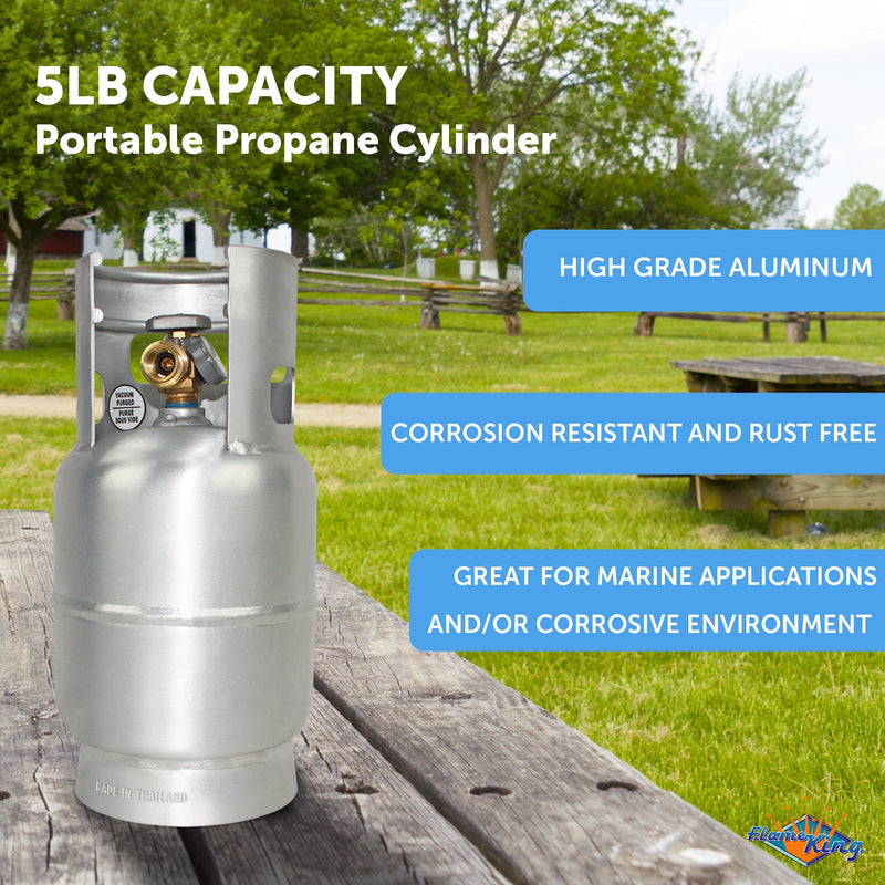 Load image into Gallery viewer, Flame King Lightweight 5lb Aluminum Propane Tank LP Cylinder with OPD &amp; Gauge
