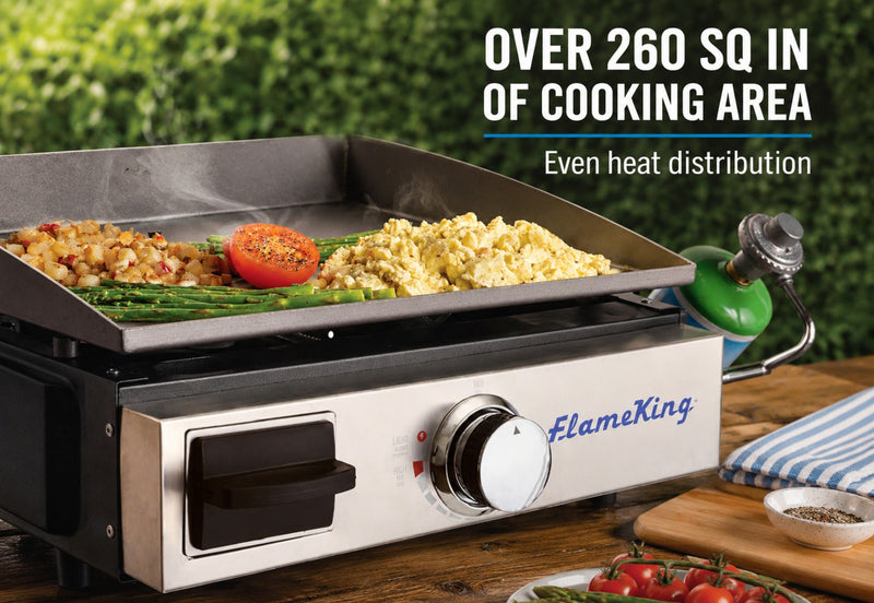 Load image into Gallery viewer, Flame King Flat Top Portable Propane Cast Iron Grill Griddle
