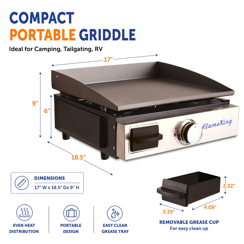 Load image into Gallery viewer, Flame King Flat Top Portable Propane Cast Iron Grill Griddle
